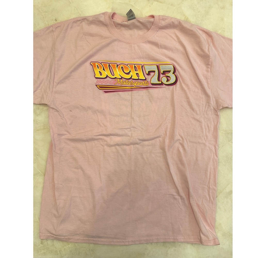Gildan Buch 73 Motorsports Pink Graphic T-Shirt Mens XL Racing Tee R Morris Co